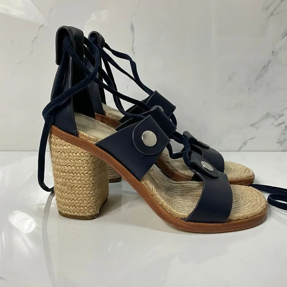 RAG & BONE Eden Block Heel Espadrille Ankle Wrap Sandals